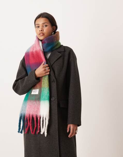 Kiwi & Co Sugar Check - Écharpe oversize brossée à franges et carreaux - Multicolore - view 1