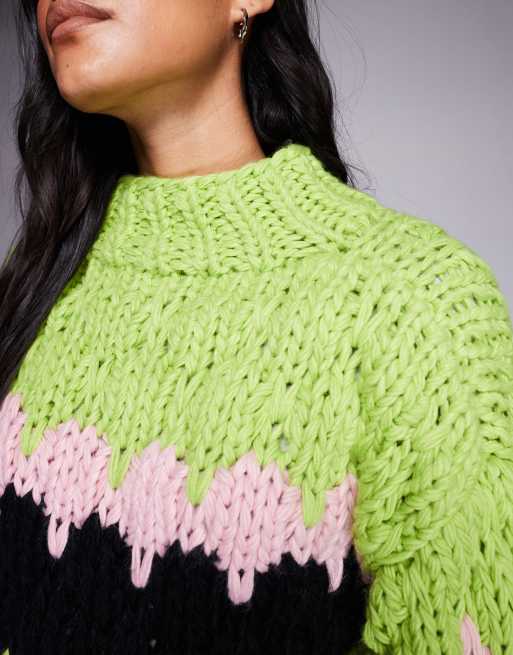 Kiwi & Co Sweetheart hand knit chunky bubble knit high neck