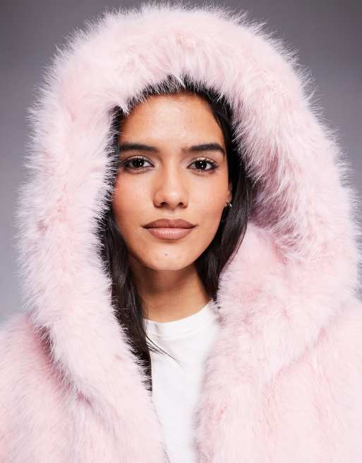 Kiwi Co Veste courte en fausse fourrure à capuche Rose ASOS