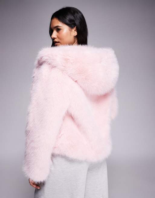 Veste D'hiver Fille C&C California Taille 10 - Rose, Avec Capuche Et Fausse Fourrure Amovible, NEUVE