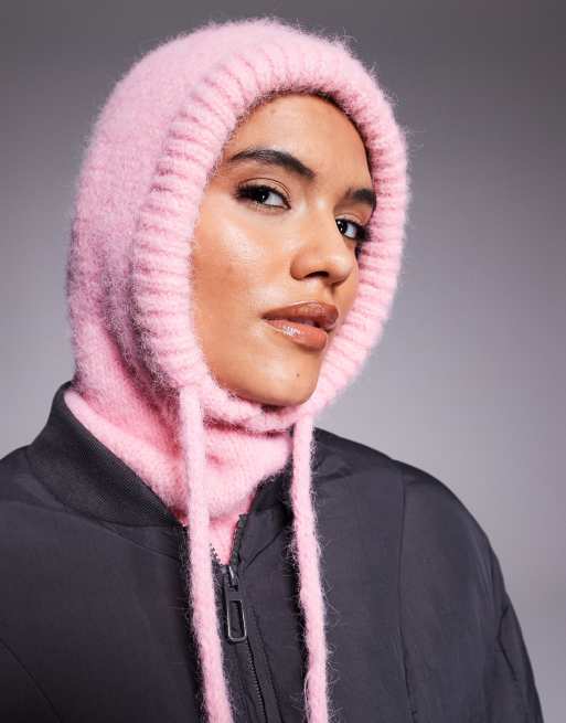 Kiwi & Co wool feel fluffy knit tie detail snood in pink