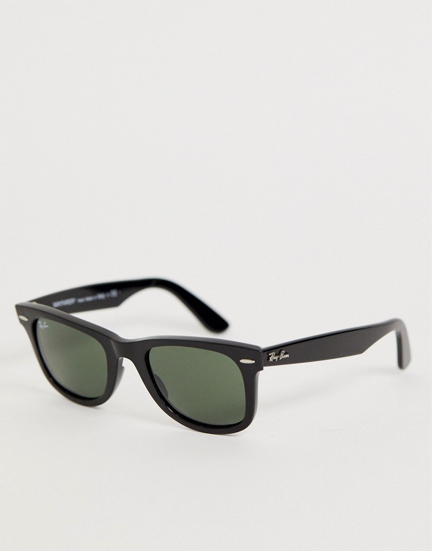 фото Классические солнцезащитные очки вайфареры черного цвета ray-ban original-черный