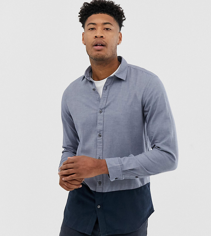 Klassisk skjorte med farveblok og kontrast knapper fra Selected Homme-Marineblå