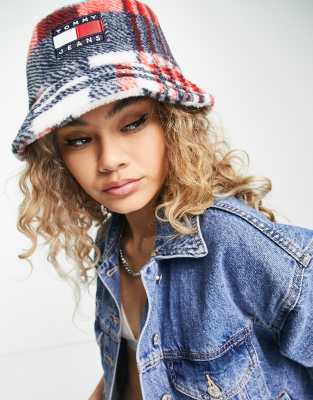 фото Клетчатая панама с логотипом-флагом tommy jeans-красный