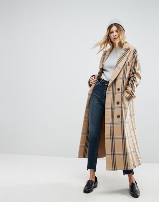 фото Клетчатое пальто с добавлением шерсти asos-мульти asos design