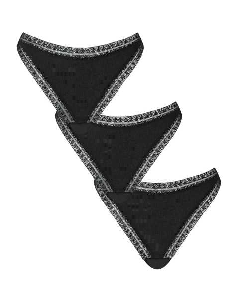 Knickerbox 3 pack cotton thong in black - view 1