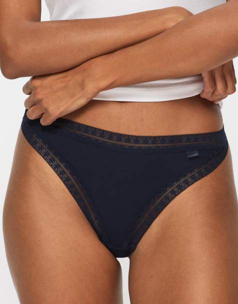 Knickerbox 3 pack cotton thong in navy - NAVY - view 1