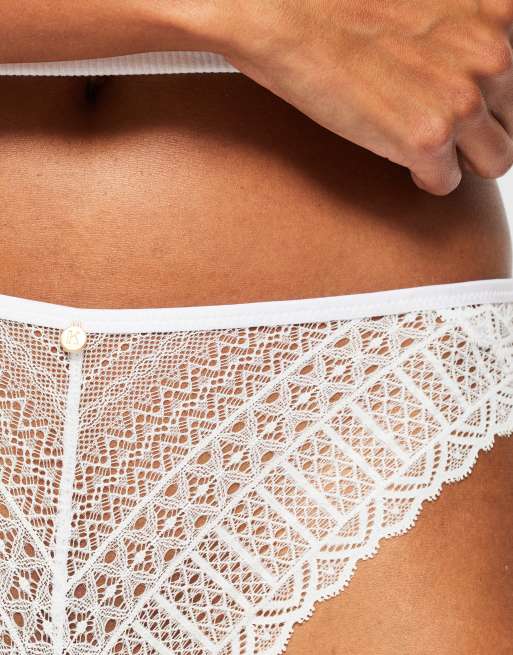 Knickerbox 3 pack lace high leg brief in white, 4 of 4