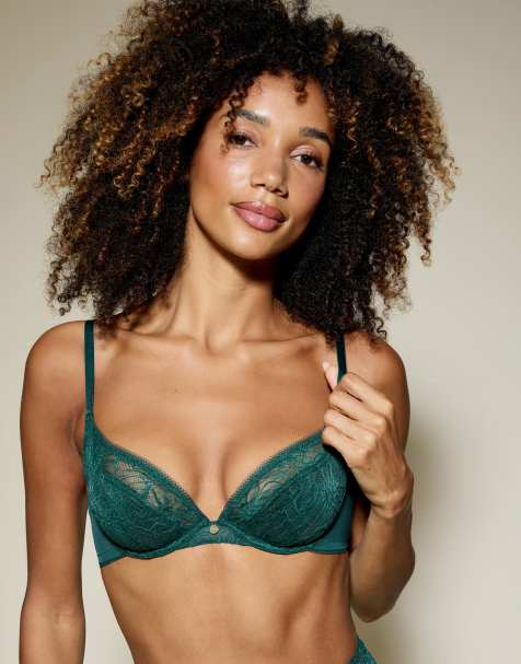 Knickerbox Alice non pad plunge bra in green - view 1