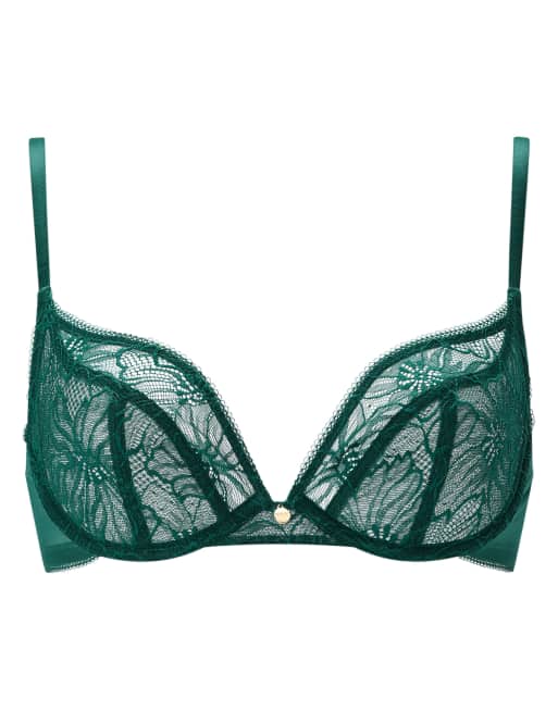 Knickerbox Alice non pad plunge bra in green, 4 of 4