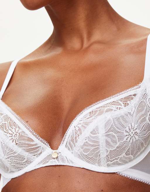 Knickerbox Alice non pad plunge bra in white - WHITE, 3 of 4