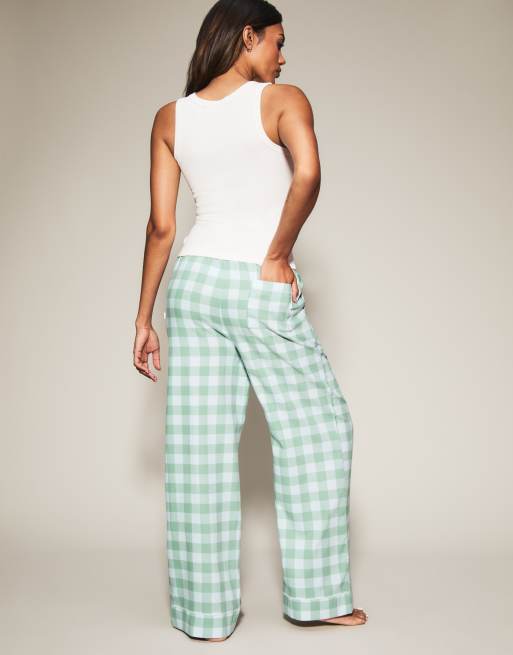 Knickerbox gingham vest top & trousers set in mid green, 3 of 4