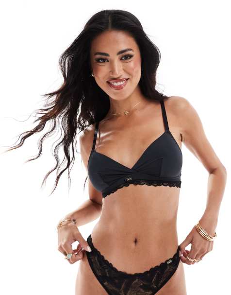 Knickerbox Harper triangle bralette in black - BLACK - view 1