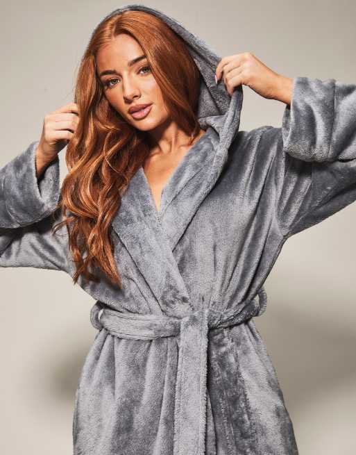 Knickerbox Knickerbox rosa cosy robe in dark grey, 2 of 4
