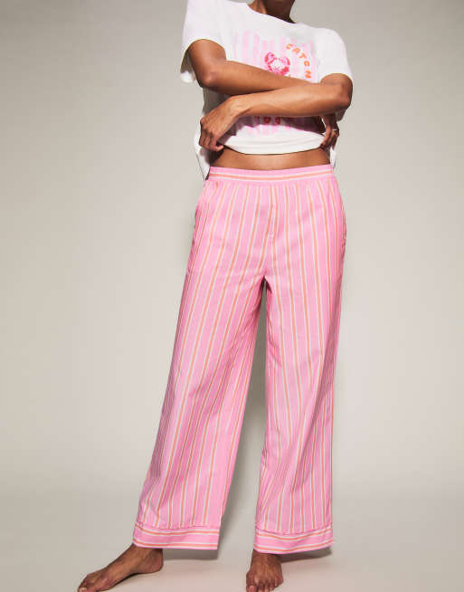 Knickerbox Lobster stripe trouser and t-shirt set in bright pink - PINK, 2 of 4