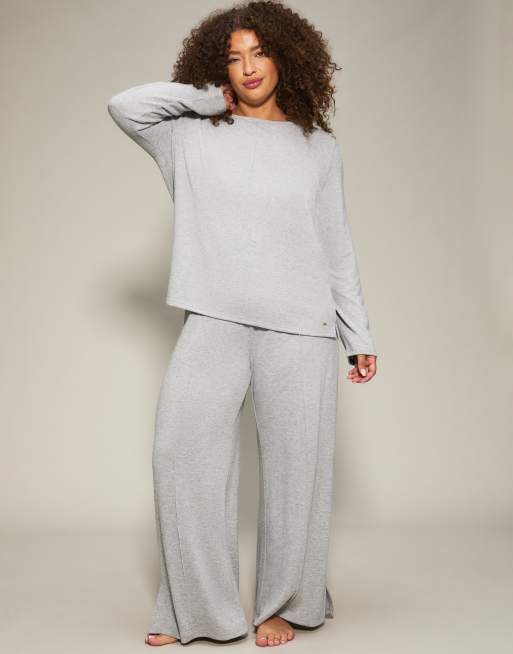 Knickerbox Marie wide leg trouser in grey, 3 of 4
