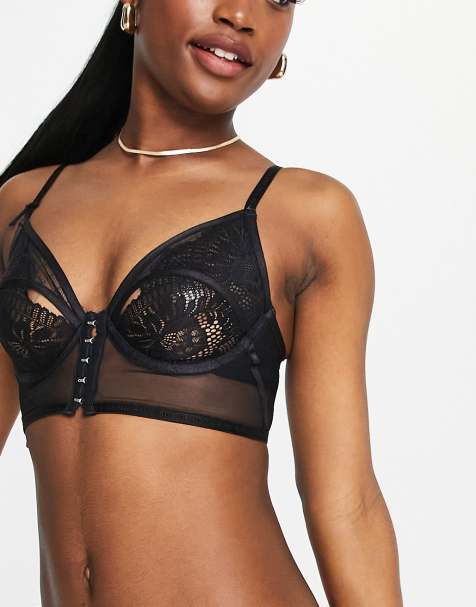 Knickerbox – Planet Serenity Seduction – Longline-BH aus transparentem Netzstoff und Spitze mit Zierausschnitt in Schwarz - view 1