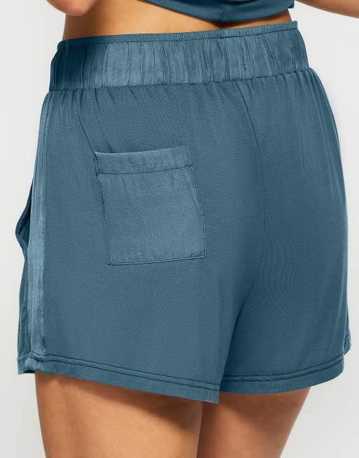 Knickerbox Raye satin jersey short in blue, 3 of 5