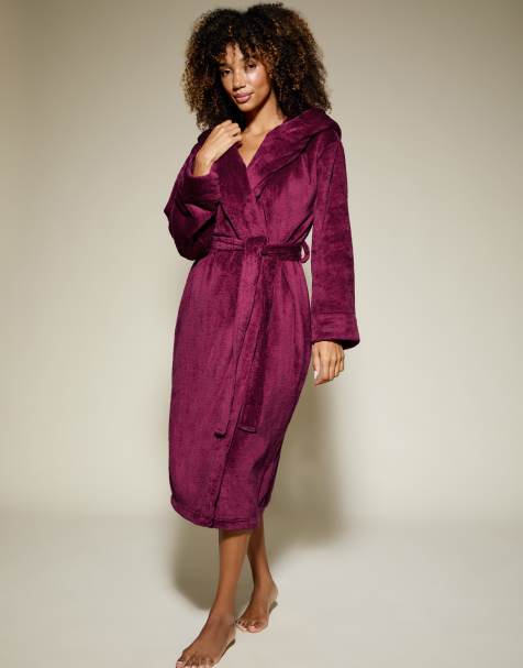 Knickerbox Rosa cosy robe in burgundy - view 1