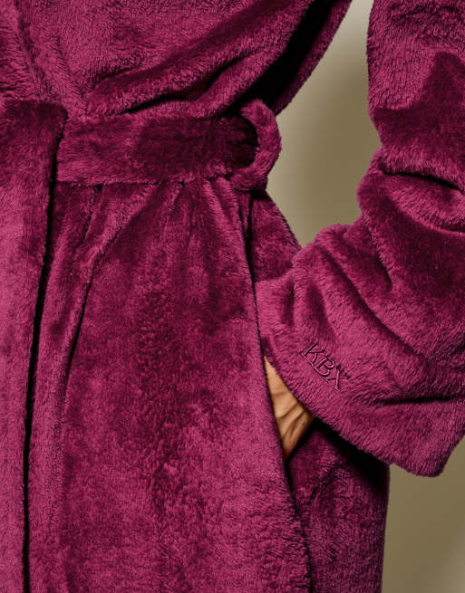 Knickerbox Rosa cosy robe in burgundy, 3 of 4