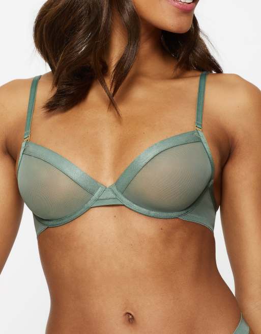 Knickerbox Zadie non pad plunge bra in green, 2 of 4