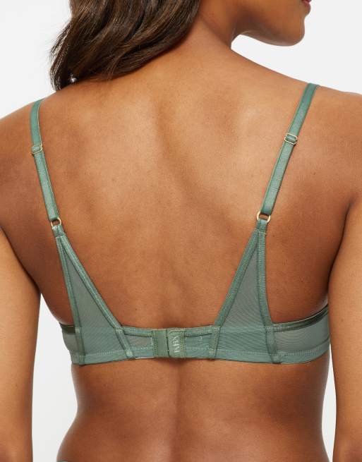 Knickerbox Zadie non pad plunge bra in green, 3 of 4