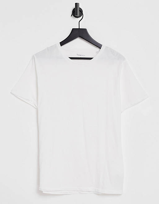 Knowledge Cotton Apparel – Biały T-shirt z bawełny organicznej