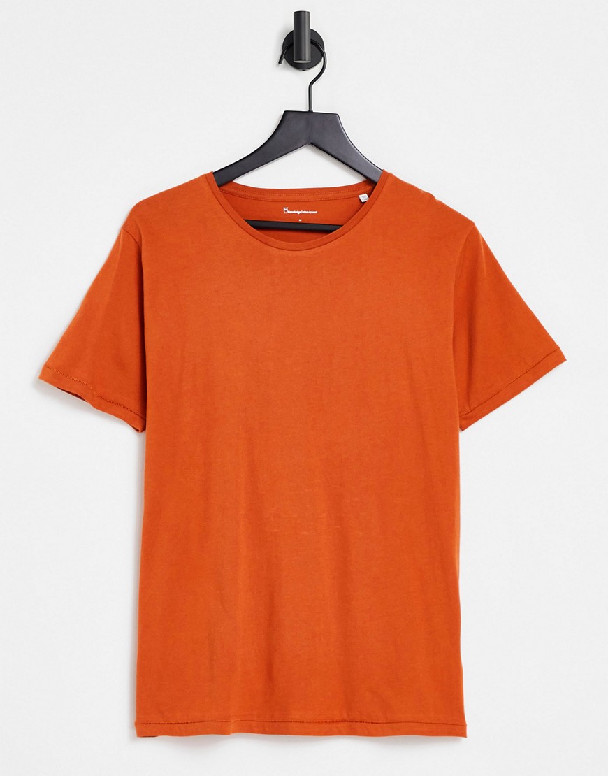Knowledge Cotton Apparel – Roströd t-shirt i ekologisk bomull-Orange