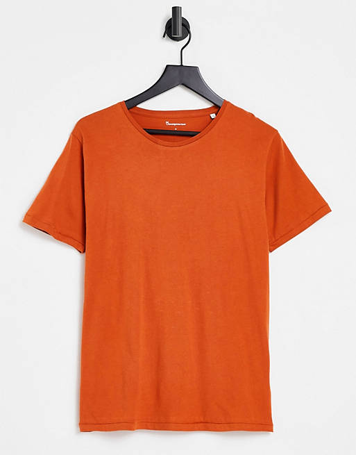 Knowledge Cotton Apparel - Rustfarvet t-shirt i økologisk bomuld