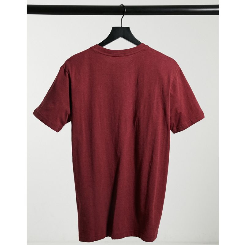 U5maT Uomo Knowledge Cotton Apparel - T-shirt bordeaux in cotone organico con logo a rombo