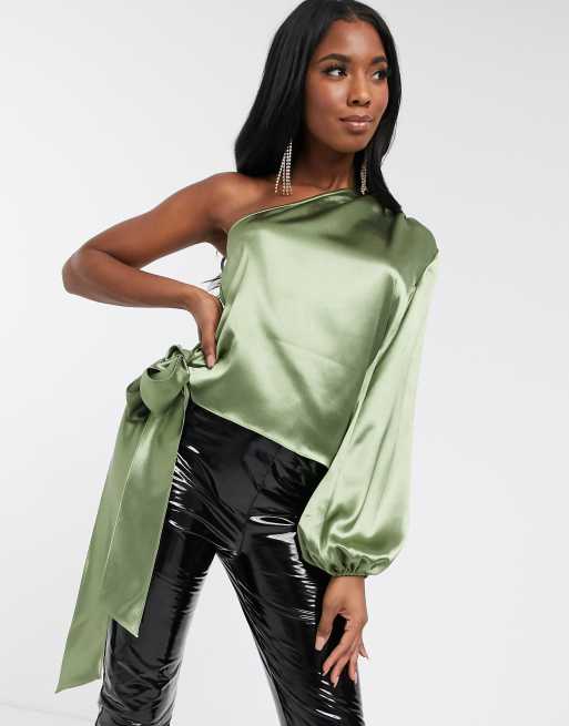 Blouse satin vert hot sale