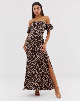 off shoulder casual maxi dress