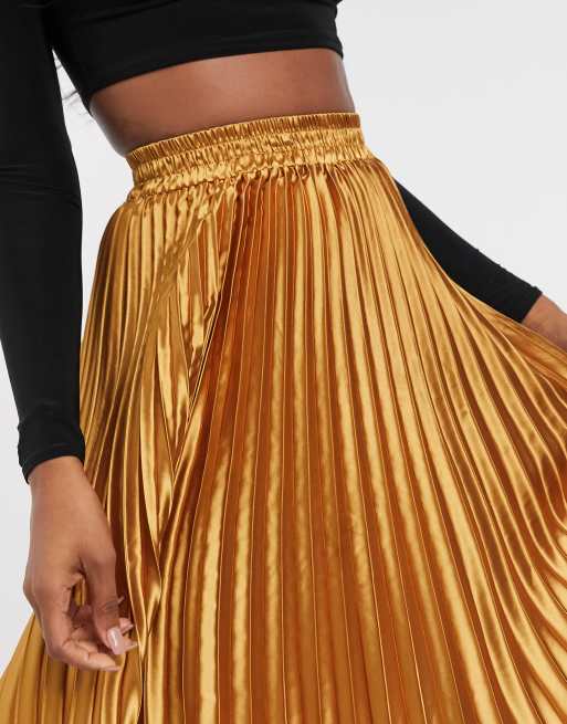 Gold pleated skirt outlet asos