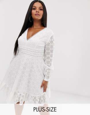 plus white skater dress