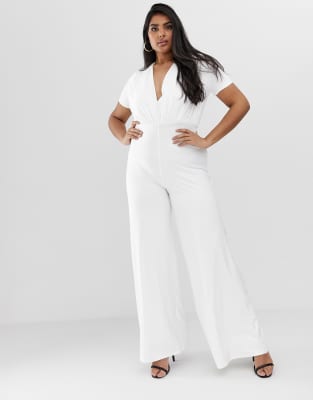 white wide leg overalls