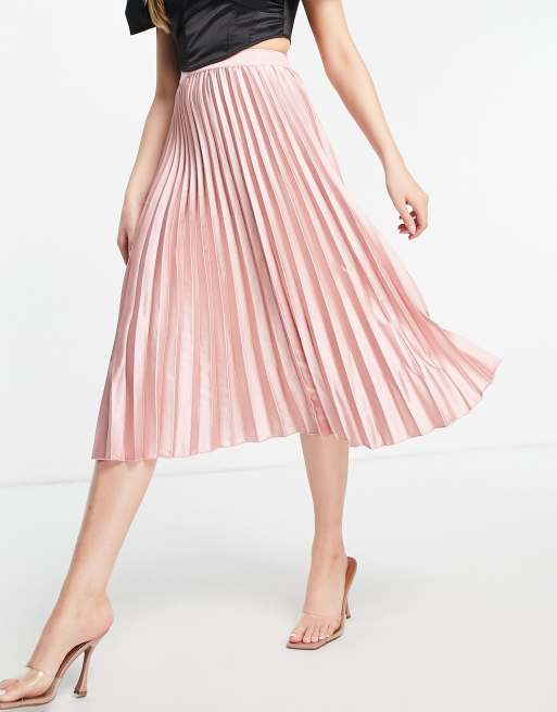 Pink pleated 2025 skirt satin