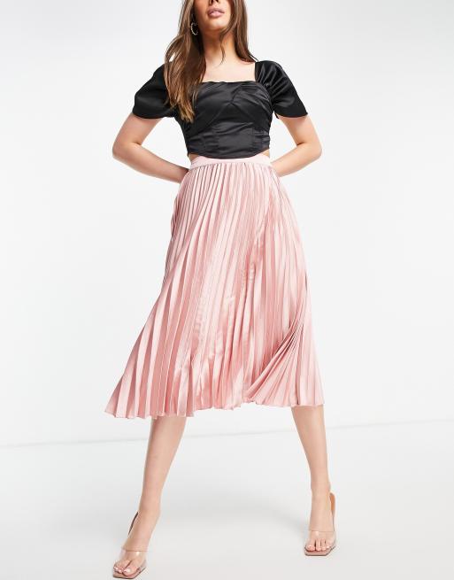 Pleated midi hotsell skirt blush