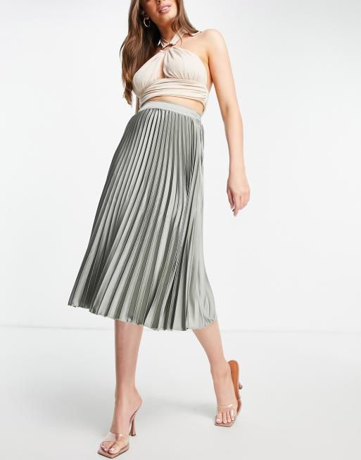 Silver pleated shop chiffon skirt