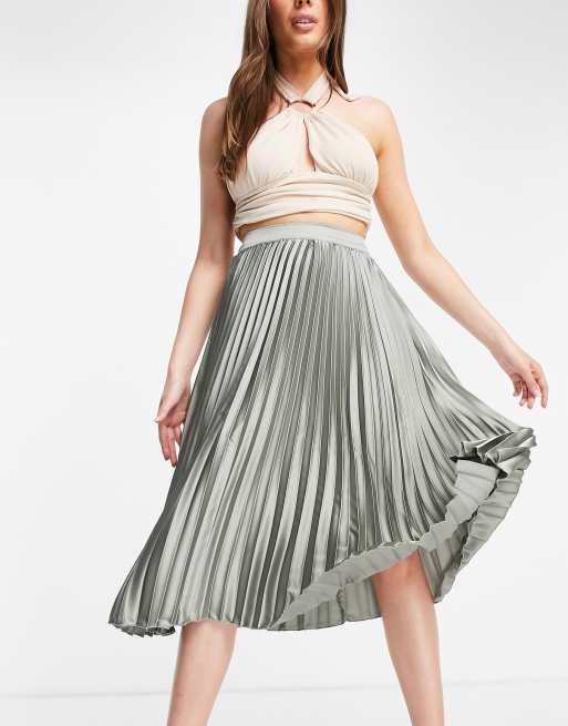 Silver pleated skirt discount uk