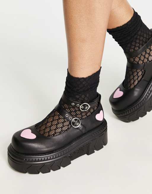 KOI A Warrior s Heart chunky mary jane shoes in black ASOS