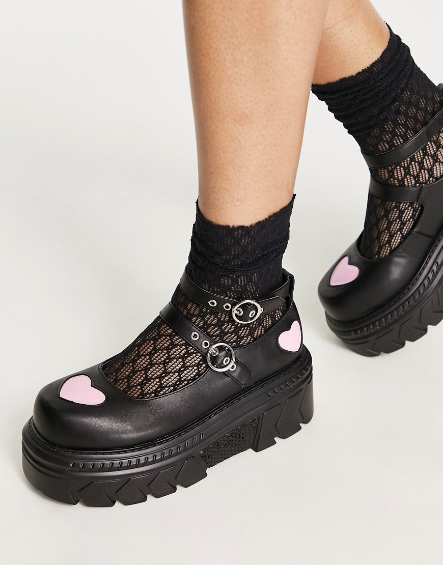 Koi Footwear Koi A Warriors Heart Chunky Mary Janes In Black