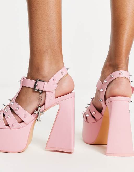 Studded cage hot sale block heels