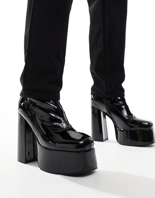 KOI – Ankle-Boots aus schwarzem Lackleder mit Plateausohle und Absatz, 3 von 4
