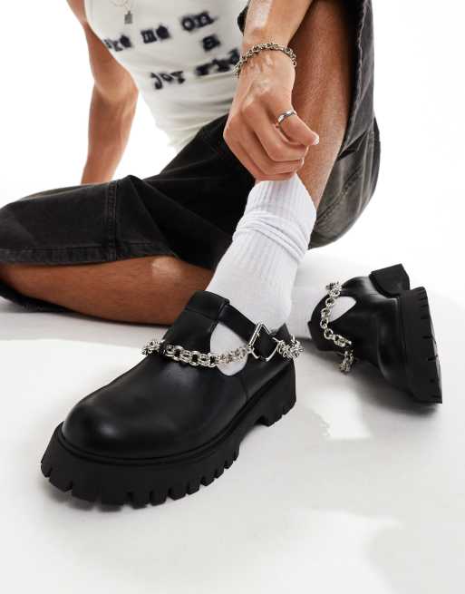 KOI Cosmere mens chain mary janes in black ASOS