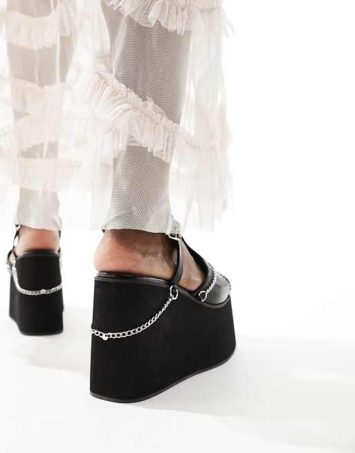 Koi - Crushed Hearts - Sandali neri con catenine e plateau super spesso, 4 di 4