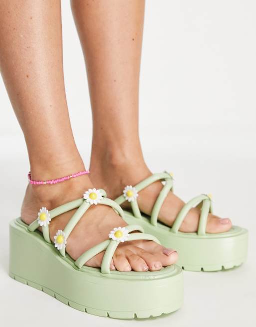 KOI Daisy strappy sandals in green ASOS