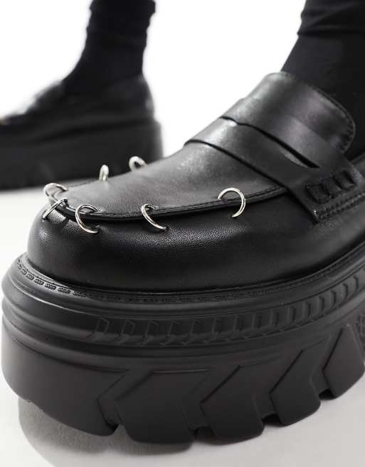 Koi – Esgar – Svarta grova loafers i punkstil , 4 av 4