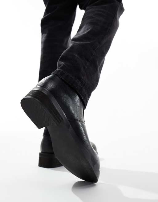 KOI Fateless stacked biker boots in vintage black | ASOS