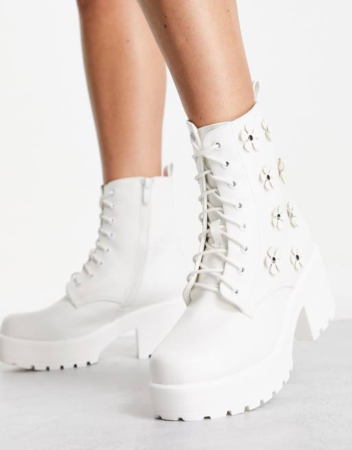 Koi Footwear – Amabalis – Plateau-Stiefel in Weiß mit 3D-Blumen - WHITE, 2 von 4