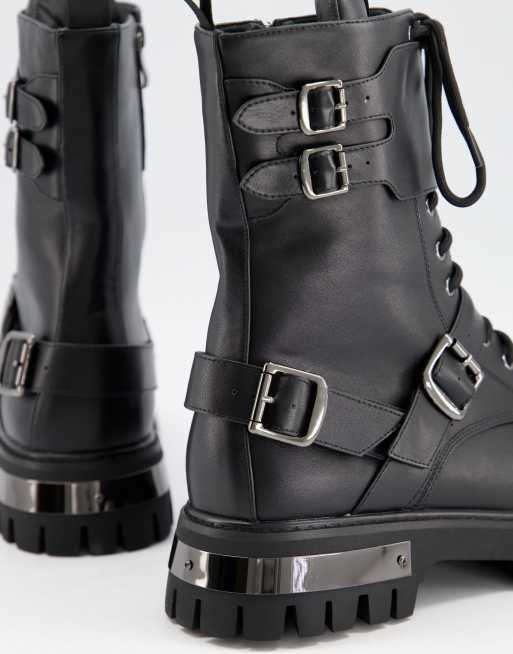 Koi footwear chunky boots with metal toe cap - BLACK, 2 of 4